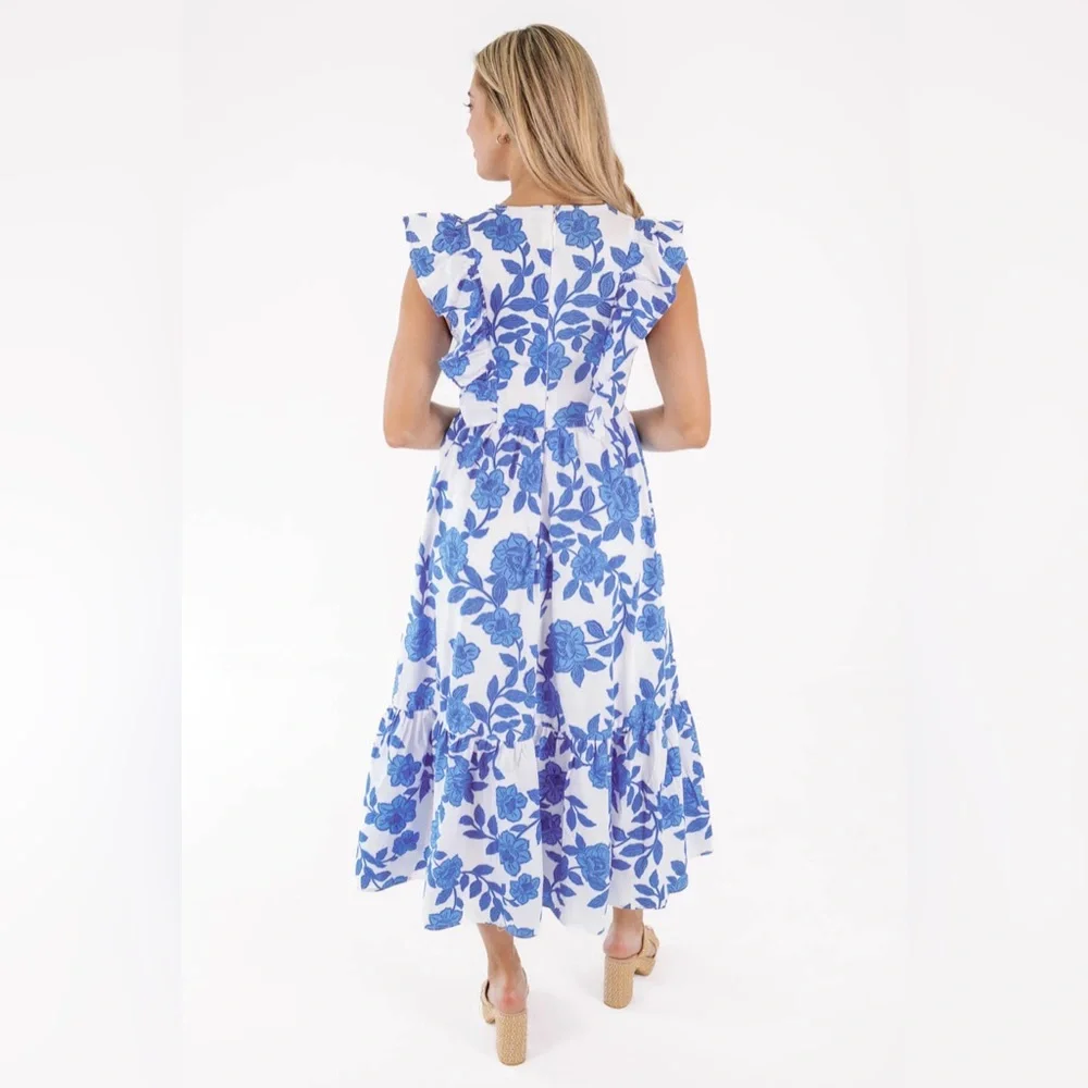 NWOT SUGARLIPS Floral Fairness Poplin Surplice Midi Dress SZ S - Picture 3 of 7